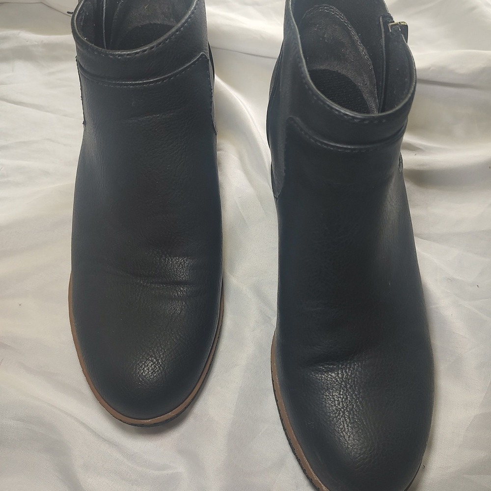 Dr. Scholl's Been There Ankle Boots Womens 7M Black Excellent Wedge Zip Booties